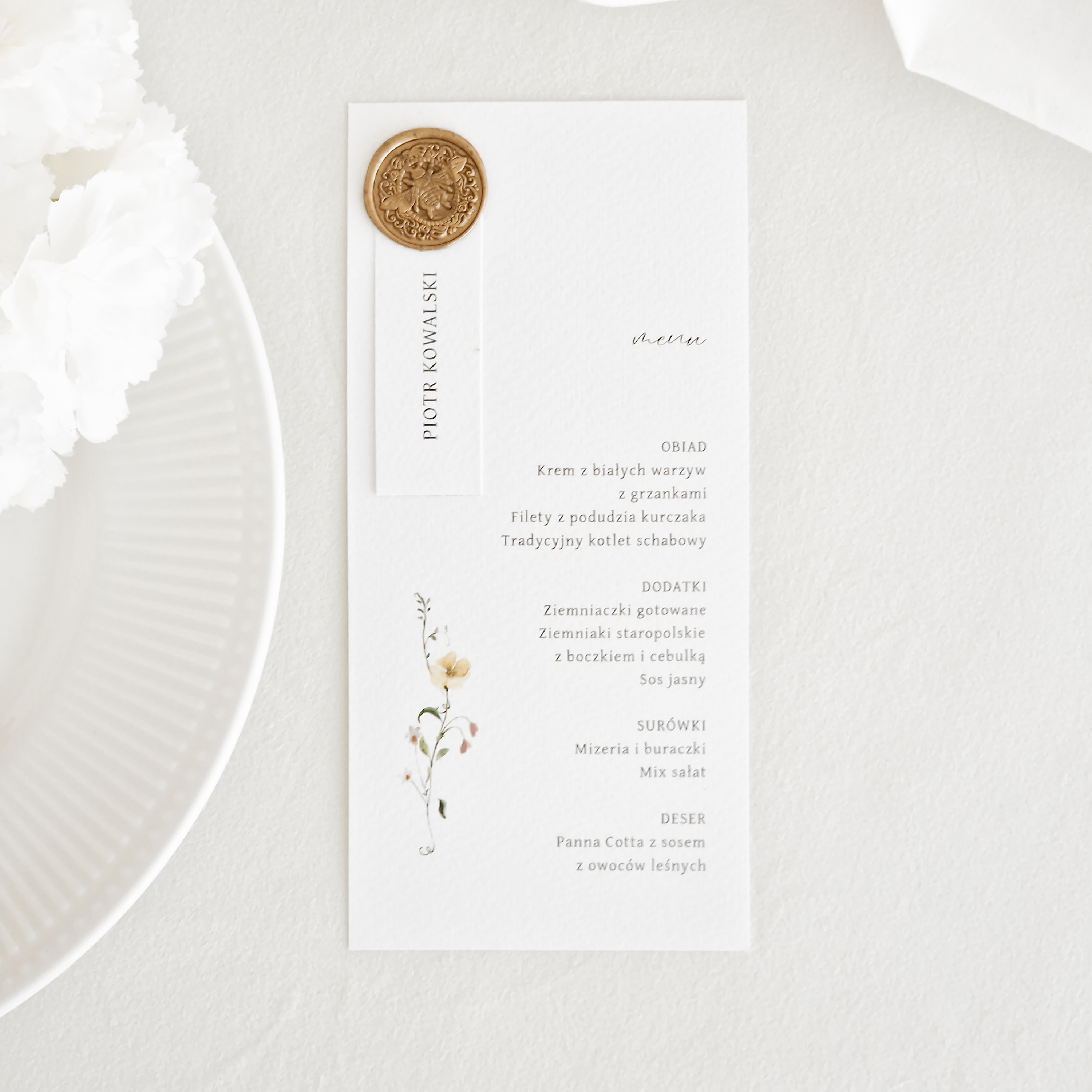 Menu z winietką połączone lakiem